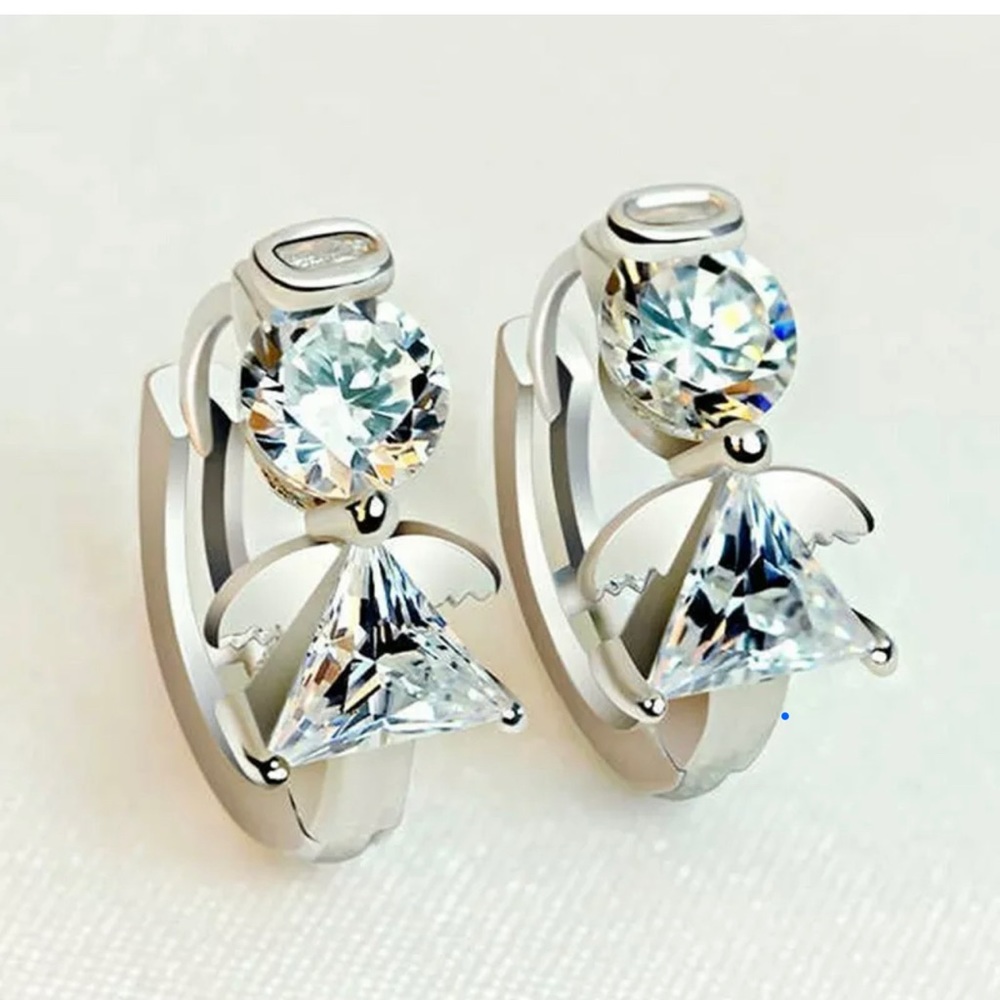 Cute 925Silver Hoop EarringsJewelry CubicZirconia